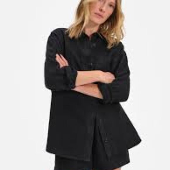 Mate the Label Organic Linen Oversized Button Down Black M - Picture 1 of 11